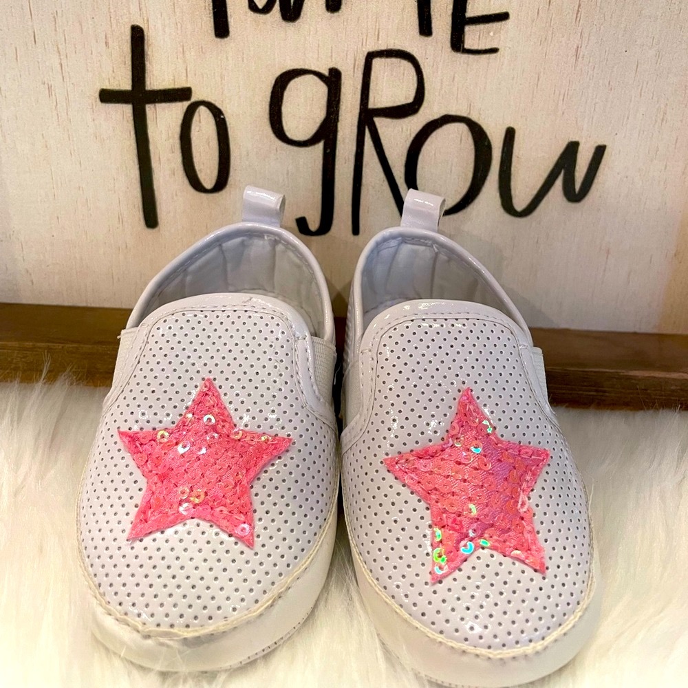 Stepping Stones Baby Girl Crib Shoes w/Star Size 3